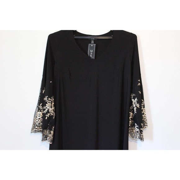 NWT MSK Bell Sleeve Shift Dress Black Gold Sleeve Women's Plus Size 1X H14730 - Picture 5 of 14